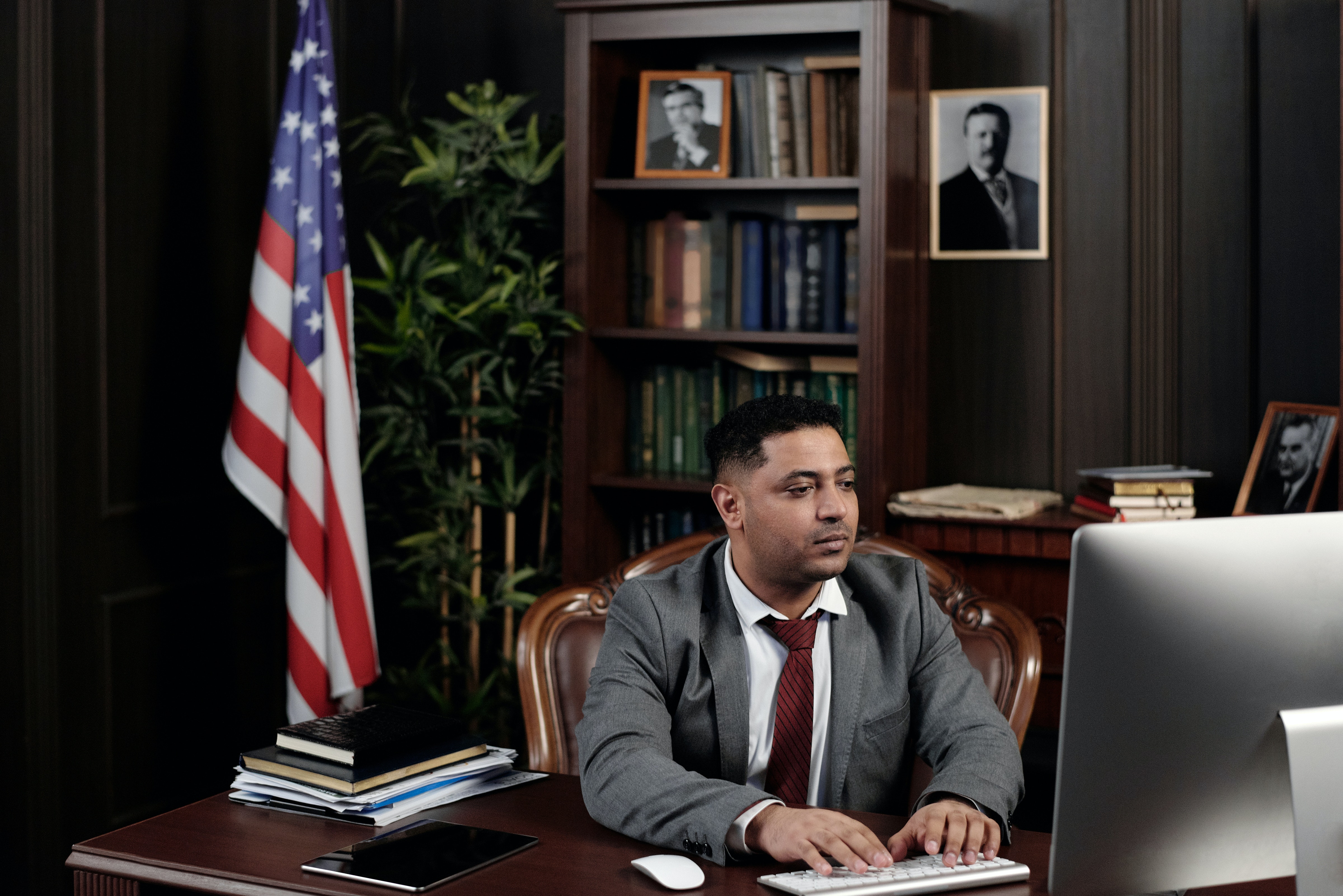 Lawyer working at his computer